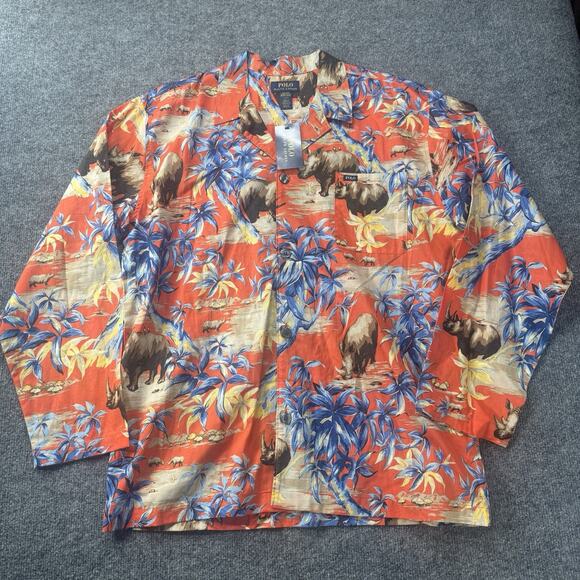 Authentic Polo Ralph Lauren Mens AOP Safari Print Sleepwear Pajama Shirt L NWT - Picture 2 of 10